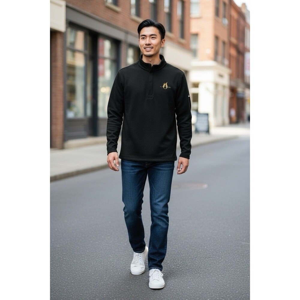 Nike Drift Black Quarter Zip Fleece Pullover Unisex Flame Logo Limitless Size L